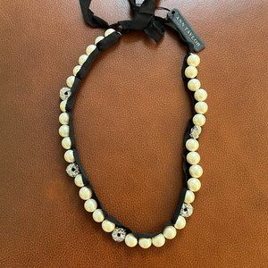 Ann Taylor, Pearl & Rhinestone Ribbon Necklace